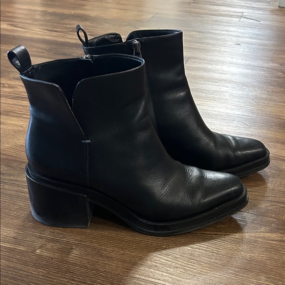 Franco Sarto Black Leather Ankle Booties - Picture 3 of 9